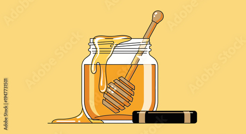 Honey in a glass jar 4.