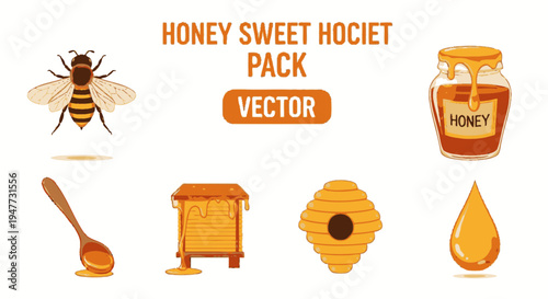 Honey sweet food and bee 1.