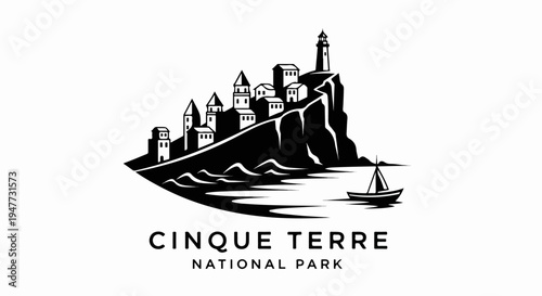 Picturesque coastal town with lighthouse and sailboat on water