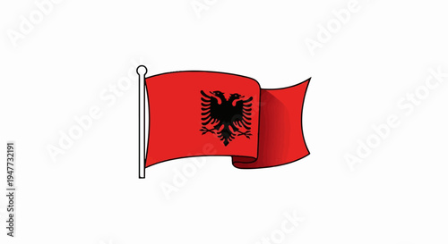 Red flag with black double-headed eagle on a white background