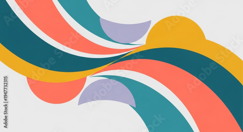 Abstract colorful wavy lines and shapes background.