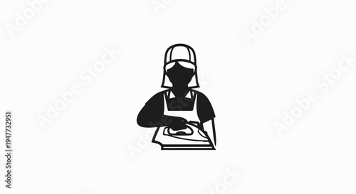 Silhouette of a person ironing clothing