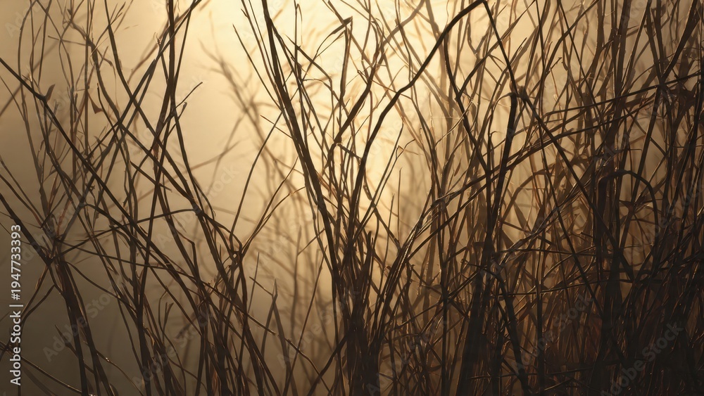 Obraz premium Eerie branches in foggy sunset