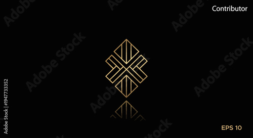 Golden Geometric Pattern Design on Dark Background Illustration