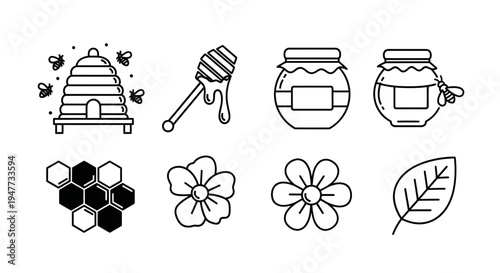 Black and white honey bee icons.
