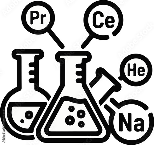 Scientific laboratory equipment with chemical element symbols