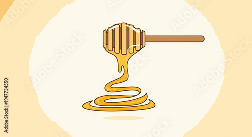 Golden honey dripping from dipper 3.