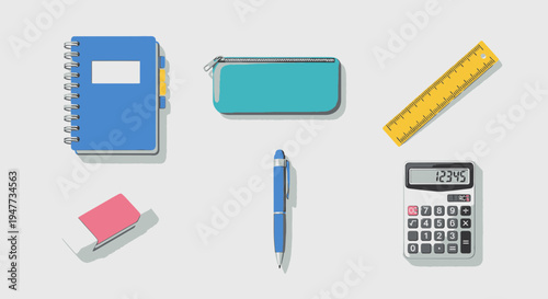 School supplies on a table top 14.