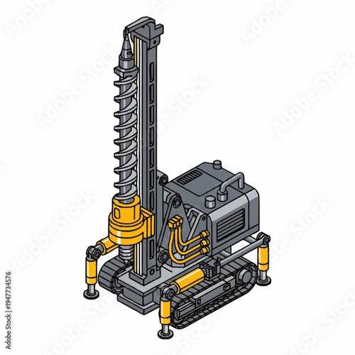 Industrial drilling machine with long screw.