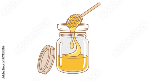 Golden honey in a jar.