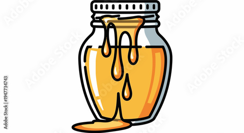 Honey dripping from a jar.