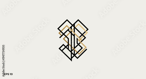 Geometric shapes intersect forming abstract design on plain background