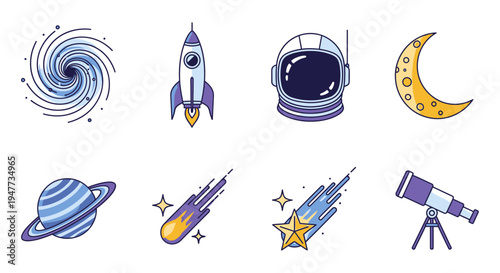 Space icons with astronomy symbols 10.
