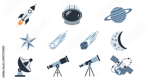 Space icons with astronomy symbols 20.
