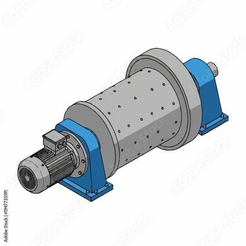 Industrial machinery component with blue accents.