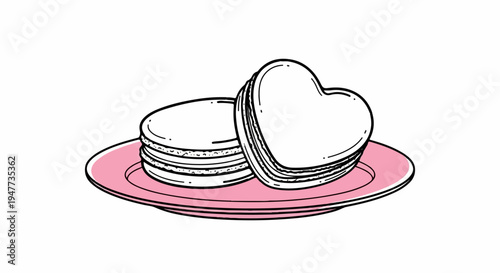 Stack of heart-shaped pancakes on a pink plate