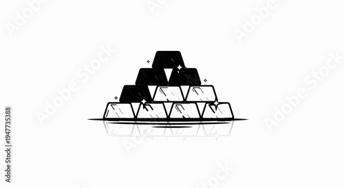 Stack of shiny, dark gold bars with reflections