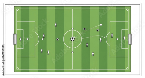 Soccer Field Strategy - Players in Formation on Green Pitch.
