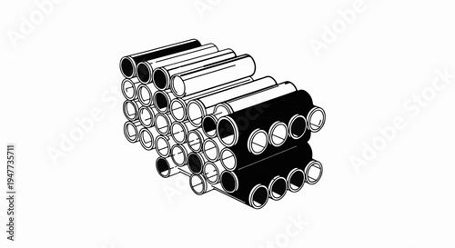 Stacked cylindrical objects in a staggered arrangement