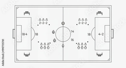 Overhead View of a Soccer Field Layout with Player Positions.