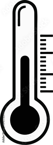 Simple black and white illustration of a thermometer with a scale