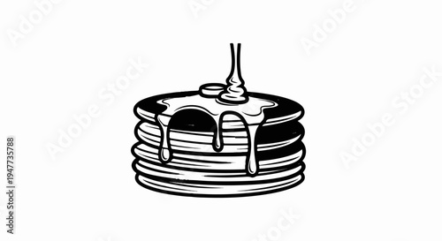 Stacked pancakes with syrup and two butter pats