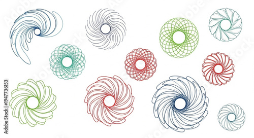 Abstract Circular Patterns Collection Various Colors.