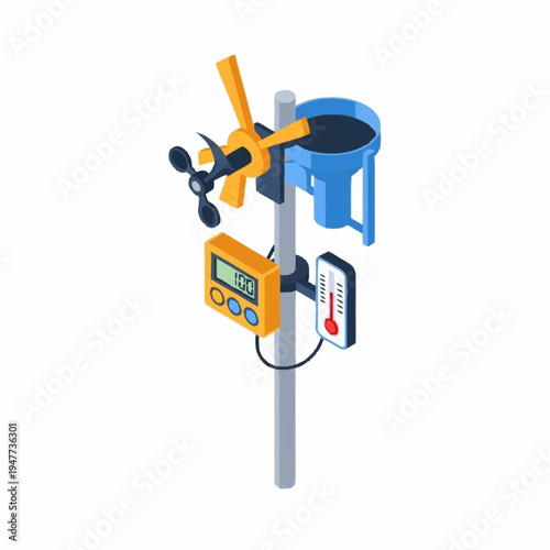 Weather station with anemometer and thermometer.