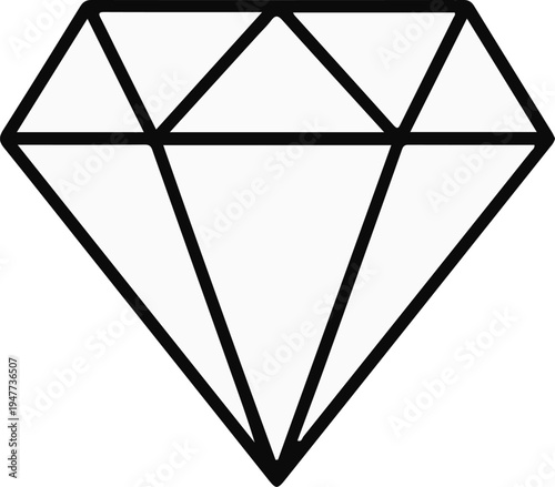Simple black outline drawing of a faceted diamond shape