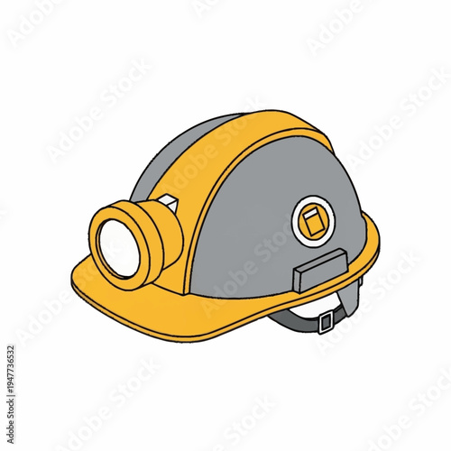 A cartoon-style illustration of a mining helmet.