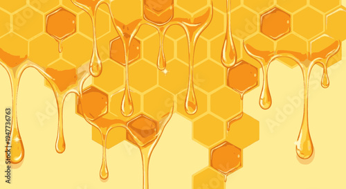 Golden Honeycomb With Dripping Honey 1.