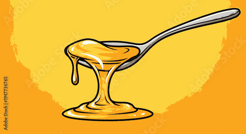 Golden honey on a spoon.