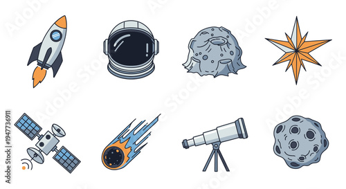 Space objects and astronomy equipment 43.