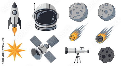 Space Exploration and Astronomy Icons.