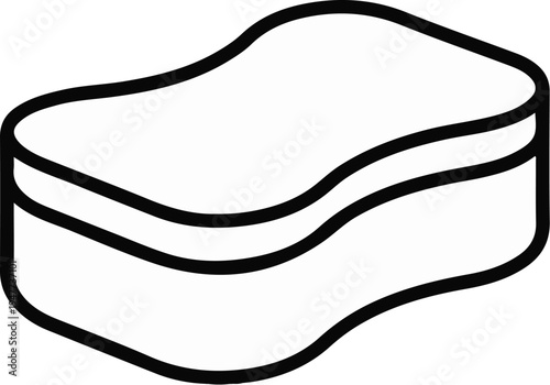 Simple black outline of a contoured sponge on a white background