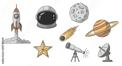 Space objects and astronomy equipment 6.