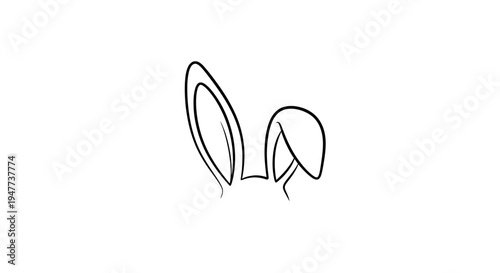 Minimalist Line Art Drawing of Bunny Ears.