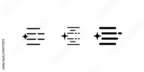 Text alignment and automated writing icons featuring paragraph lines and sparkle symbol for smart content generation and digital copy editing solutions