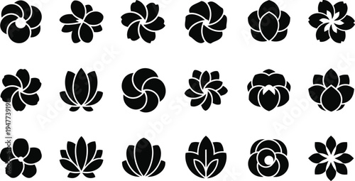 Black and white floral flowers silhouettes 4