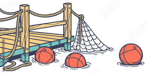 Three basketballs on a basketball court Vector