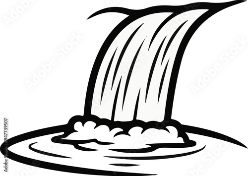 Simple illustration of a waterfall cascading into a pool of water
