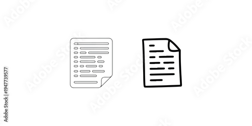 Document file line icons representing text page paper sheet and content data information for office documentation archives and digital record management