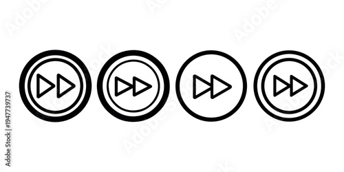 Fast forward icon set vector. collection of media player skip button symbols in modern flat style, multimedia playback control