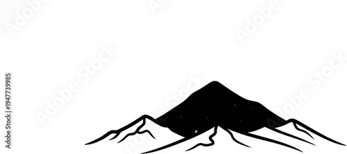 Simple ink sketch of a mountain range against a blank background