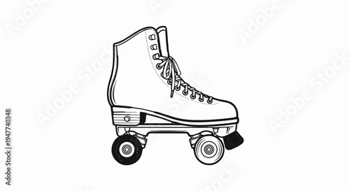 Simple line art illustration of a classic quad roller skate