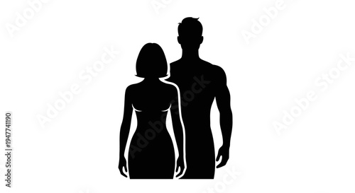 Man and Woman Silhouette Icons, Symbolizing Relationships, Diversity, and Equality