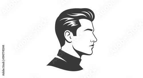 Modern Stylized Male Profile Silhouette with Stylish Haircut, Vector Art