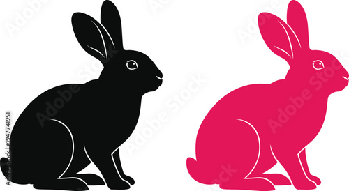 Easter bunny silhouettes black and pink rabbits for easter decorations and holiday celebrations