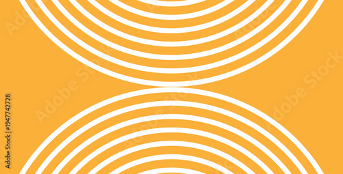 A stylish 70s-inspired graphic with bold white circular ripples set against a warm orange-yellow backdrop, perfect for contemporary branding.