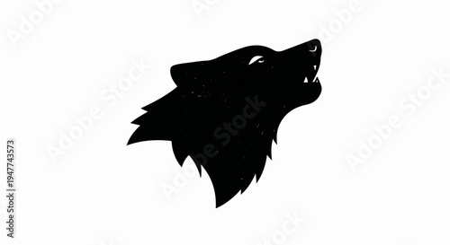 Silhouette of a wolf head howling, with a distressed texture